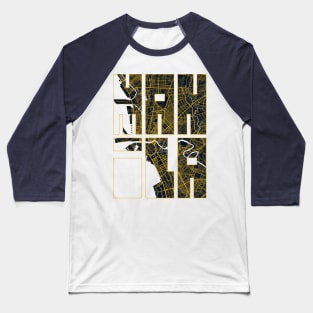 Manila, Philippines City Map Typography - Gold Art Deco Baseball T-Shirt